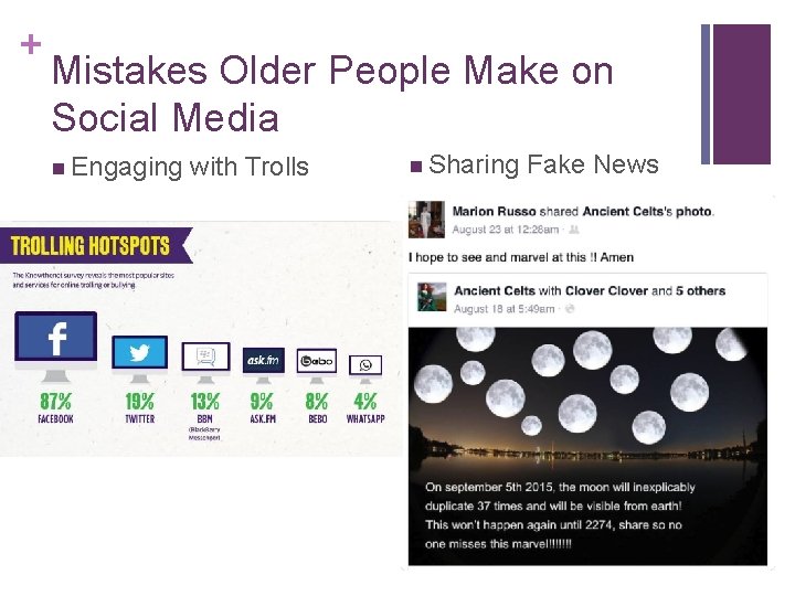 + Mistakes Older People Make on Social Media n Engaging with Trolls n Sharing + Mistakes Older People Make on Social Media n Engaging with Trolls n Sharing
