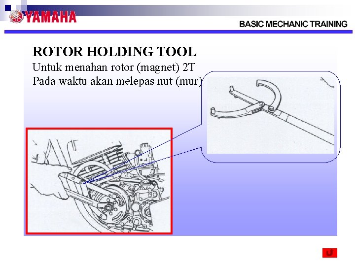 ROTOR HOLDING TOOL Untuk menahan rotor (magnet) 2 T Pada waktu akan melepas nut
