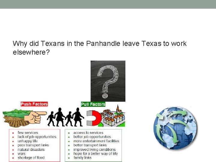 Why did Texans in the Panhandle leave Texas to work elsewhere? 