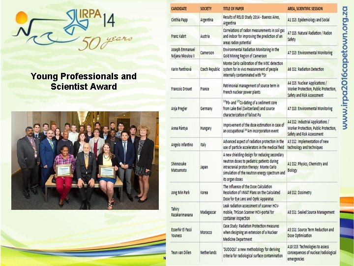 Young Professionals and Scientist Award Non-Restricted 