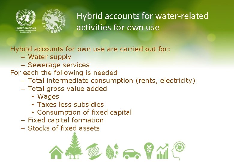 Hybrid accounts for water-related activities for own use Hybrid accounts for own use are