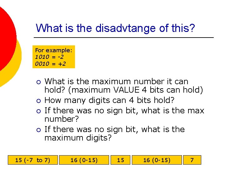 What is the disadvtange of this? For example: 1010 = -2 0010 = +2