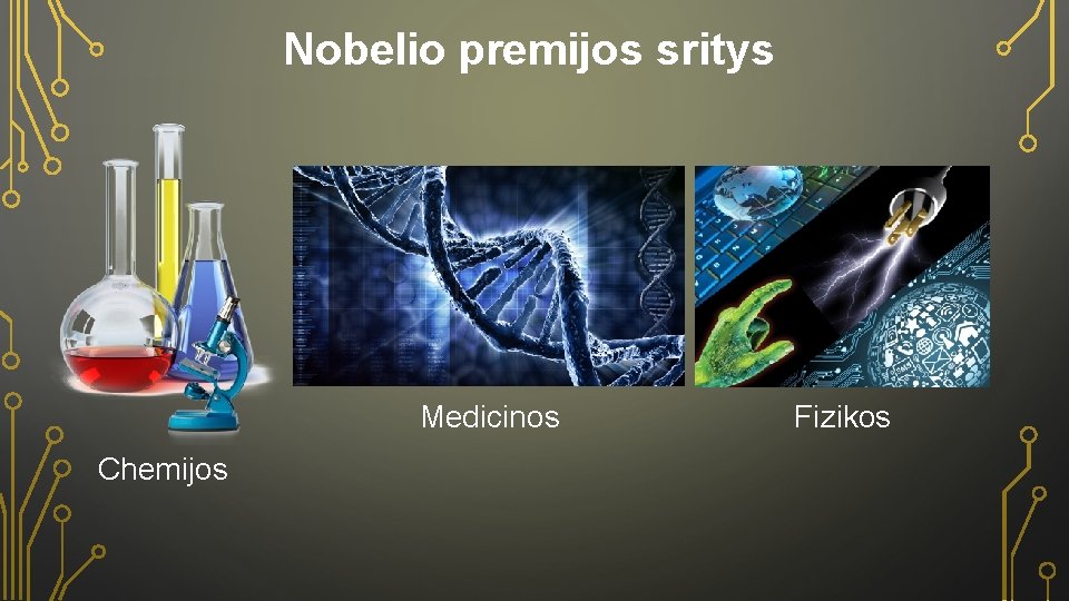 Nobelio premijos sritys Medicinos Chemijos Fizikos 