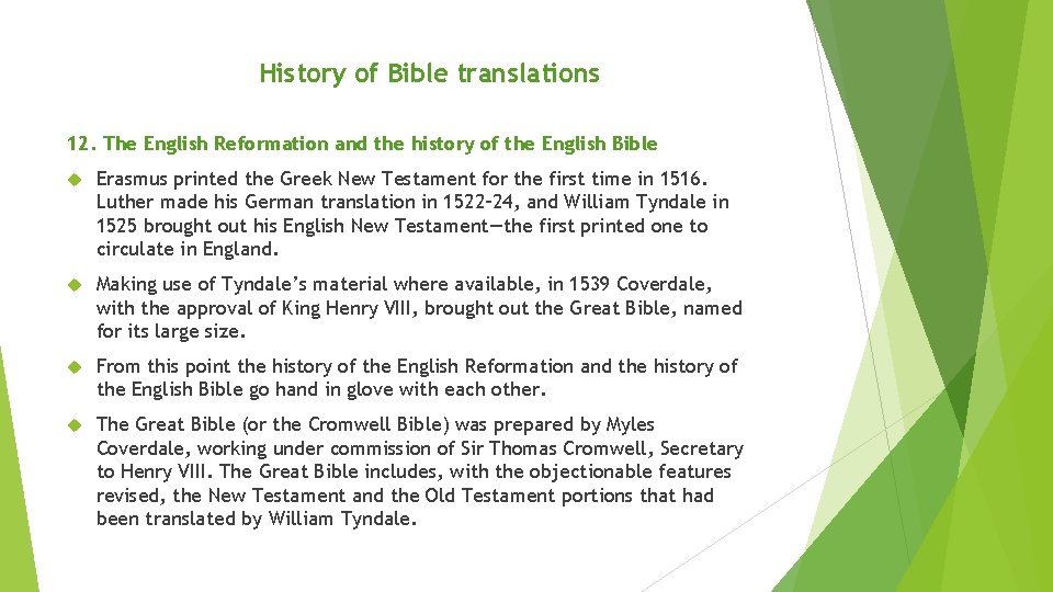 History of Bible translations 12. The English Reformation and the history of the English