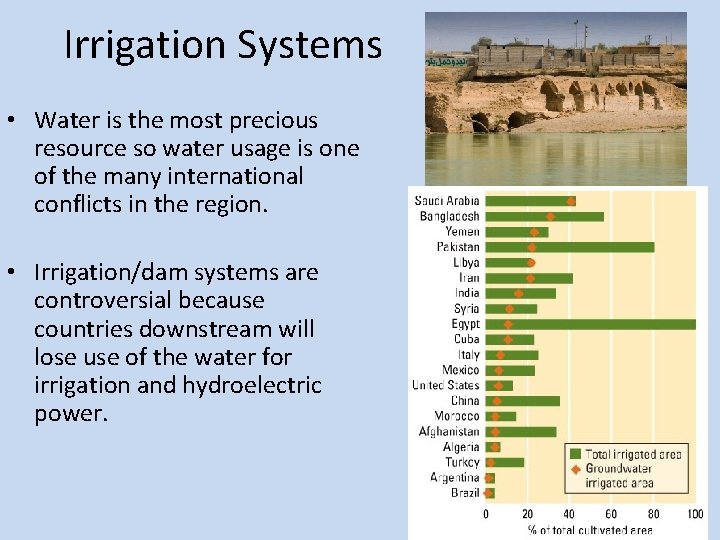 Irrigation Systems • Water is the most precious resource so water usage is one