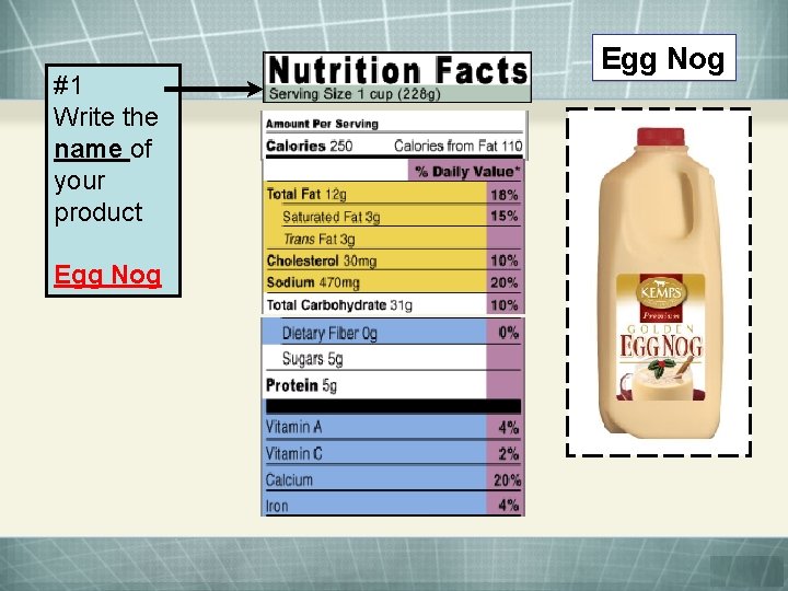 #1 Write the name of your product Egg Nog 
