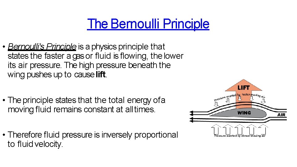 The Bernoulli Principle • Bernoulli's Principle is a physics principle that states the faster The Bernoulli Principle • Bernoulli's Principle is a physics principle that states the faster