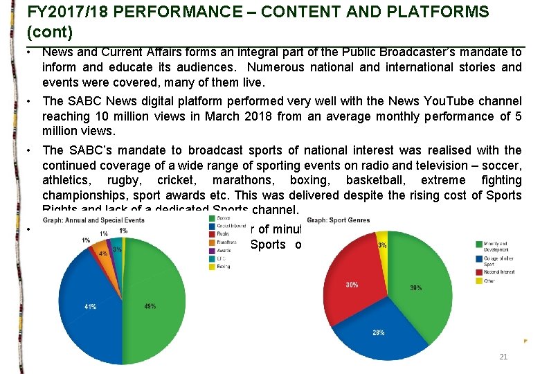 FY 2017/18 PERFORMANCE – CONTENT AND PLATFORMS (cont) • News and Current Affairs forms