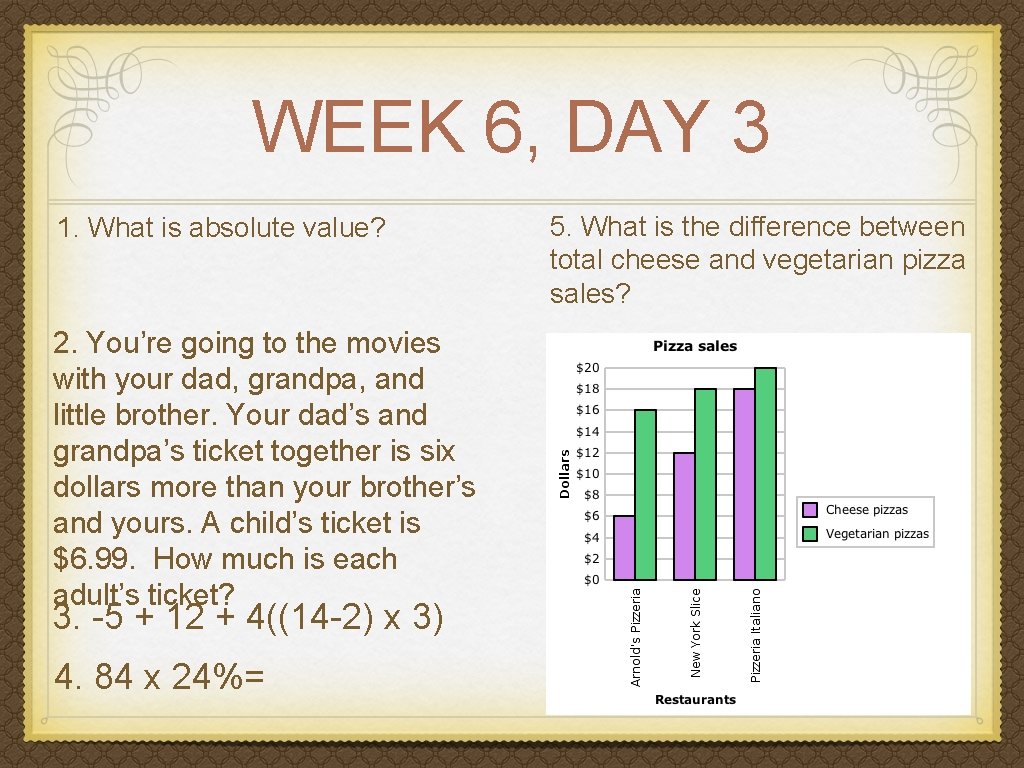 WEEK 6, DAY 3 1. What is absolute value? 2. You’re going to the