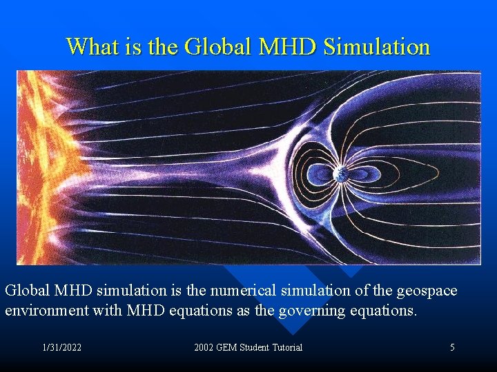 What is the Global MHD Simulation Global MHD simulation is the numerical simulation of