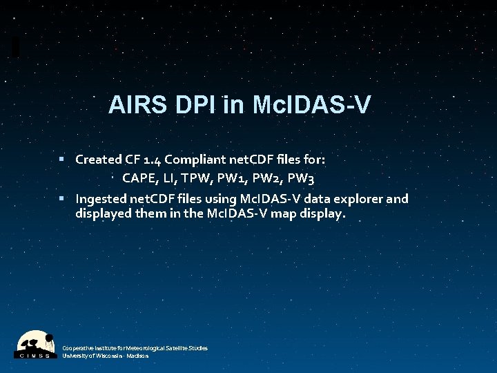 AIRS DPI in Mc. IDAS-V Created CF 1. 4 Compliant net. CDF files for: