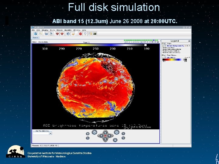 Full disk simulation ABI band 15 (12. 3 um) June 26 2008 at 20: