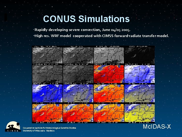 CONUS Simulations Rapidly developing severe convection, June 04/05 2005. High res. WRF model cooperated