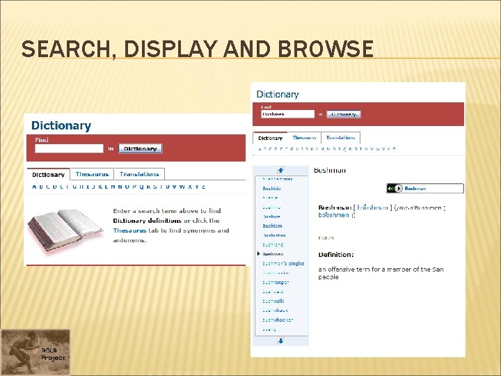 SEARCH, DISPLAY AND BROWSE 