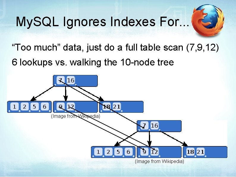 My. SQL Ignores Indexes For. . . “Too much” data, just do a full