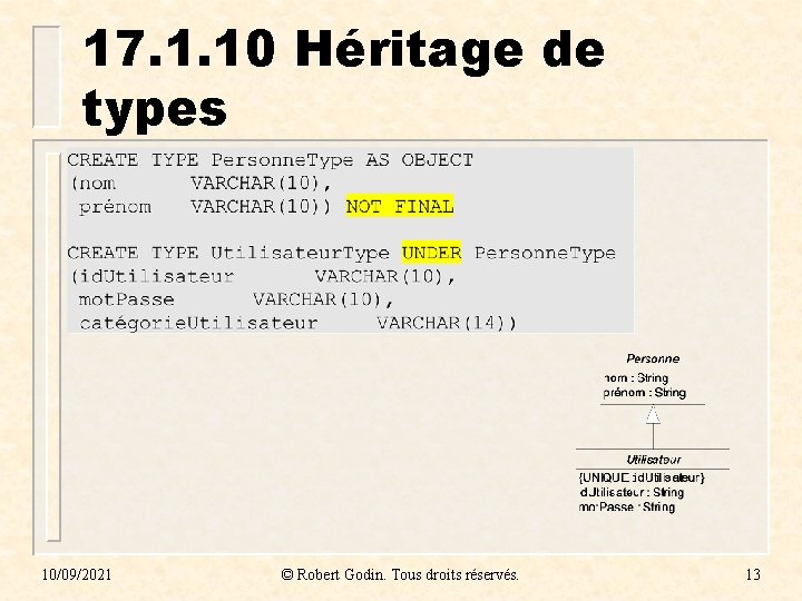 17. 1. 10 Héritage de types 10/09/2021 © Robert Godin. Tous droits réservés. 13