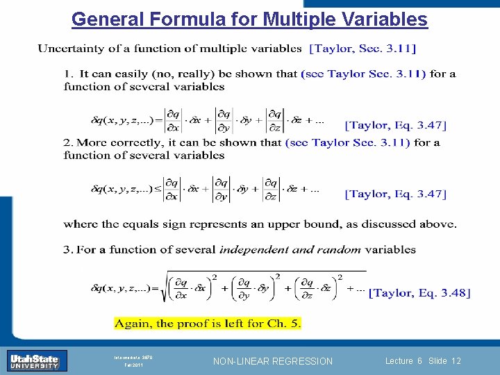 General Formula for Multiple Variables Introduction Section 0 Lecture 1 Slide 12 INTRODUCTION TO