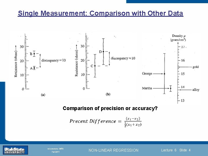 Single Measurement: Comparison with Other Data Introduction Comparison of precision or accuracy? Section 0