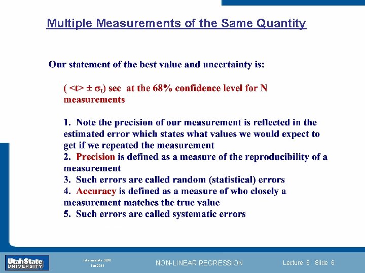 Multiple Measurements of the Same Quantity Introduction Section 0 Lecture 1 Slide 6 INTRODUCTION