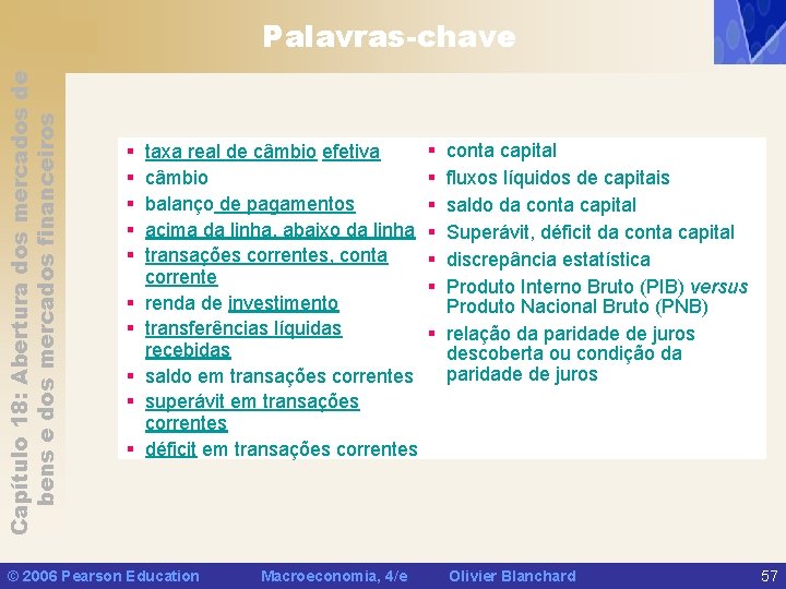 Capítulo 18: Abertura dos mercados de bens e dos mercados financeiros Palavras-chave § §