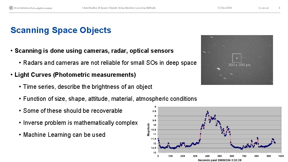 Classification of Space Objects Using Machine Learning Methods Scanning Space Objects • Scanning is