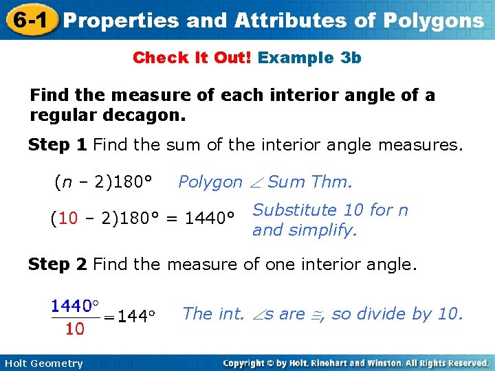 6 -1 Properties and Attributes of Polygons Check It Out! Example 3 b Find