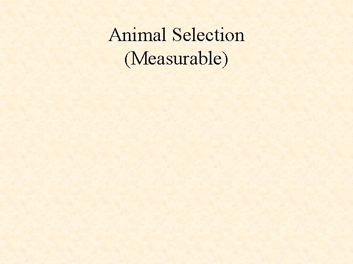 Animal Selection (Measurable) 