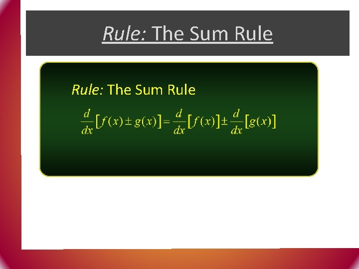 Rule: The Sum Rule 