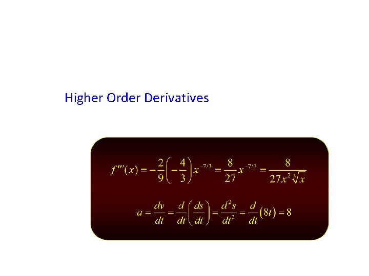 Higher Order Derivatives 
