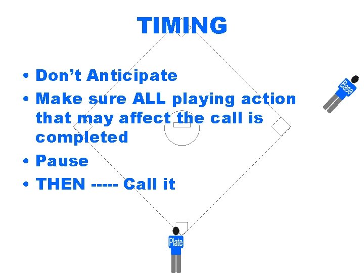 TIMING • Don’t Anticipate • Make sure ALL playing action that may affect the