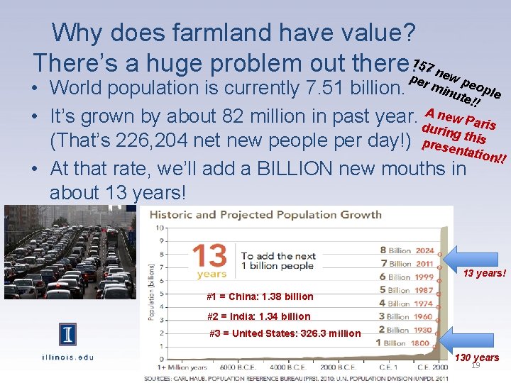 Why does farmland have value? 157 There’s a huge problem out there… n pe