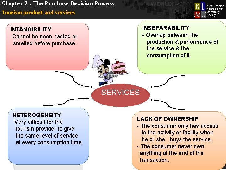 Chapter 2 : The Purchase Decision Process Tourism product and services INSEPARABILITY - Overlap