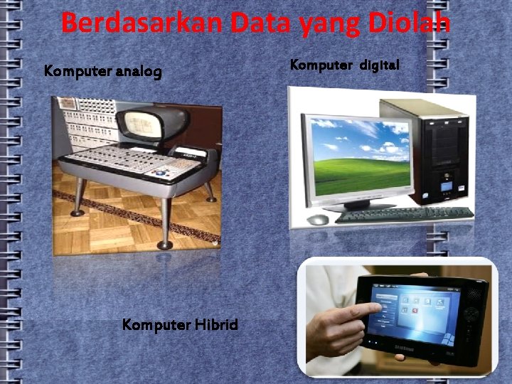 Berdasarkan Data yang Diolah Komputer analog Komputer Hibrid Komputer digital 