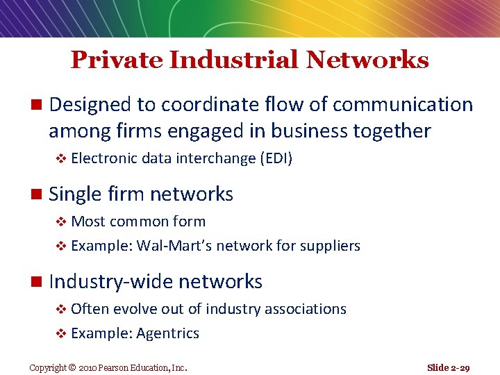 Private Industrial Networks n Designed to coordinate flow of communication among firms engaged in