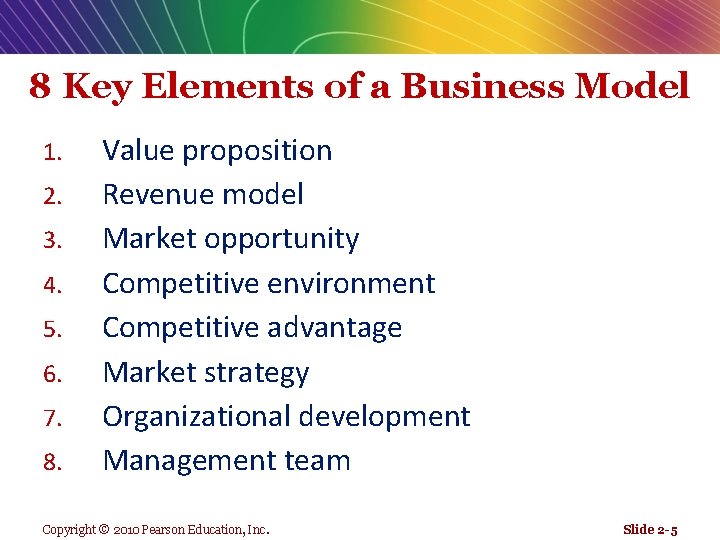 8 Key Elements of a Business Model 1. 2. 3. 4. 5. 6. 7.