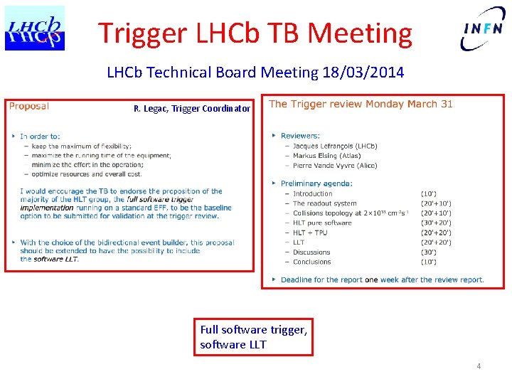 Trigger LHCb TB Meeting LHCb Technical Board Meeting 18/03/2014 R. Legac, Trigger Coordinator Full