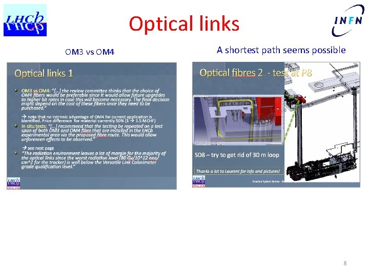 Optical links OM 3 vs OM 4 A shortest path seems possible 8 