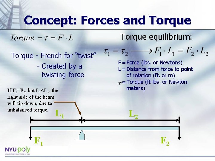 Concept: Forces and Torque equilibrium: Torque - French for “twist” - Created by a Concept: Forces and Torque equilibrium: Torque - French for “twist” - Created by a