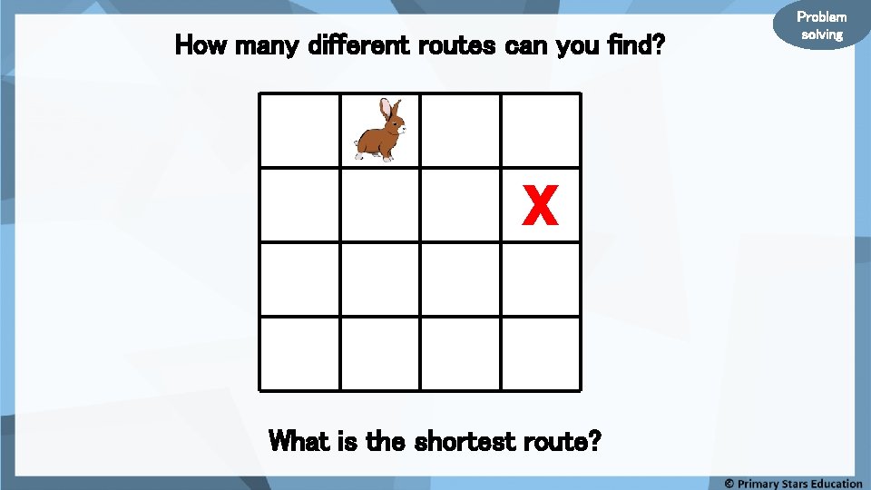 How many different routes can you find? X What is the shortest route? Problem