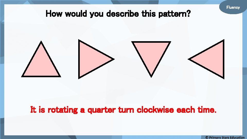 How would you describe this pattern? It is rotating a quarter turn clockwise each