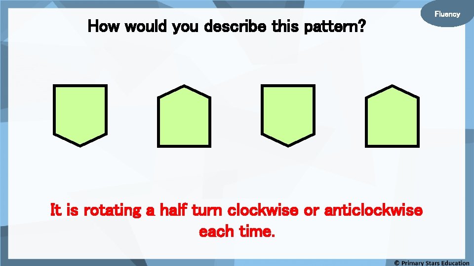 How would you describe this pattern? It is rotating a half turn clockwise or