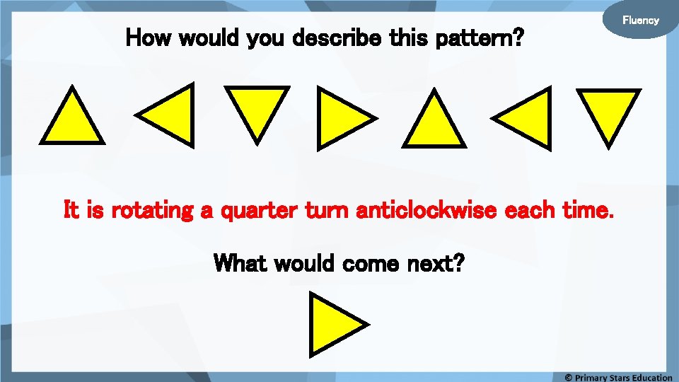 How would you describe this pattern? It is rotating a quarter turn anticlockwise each