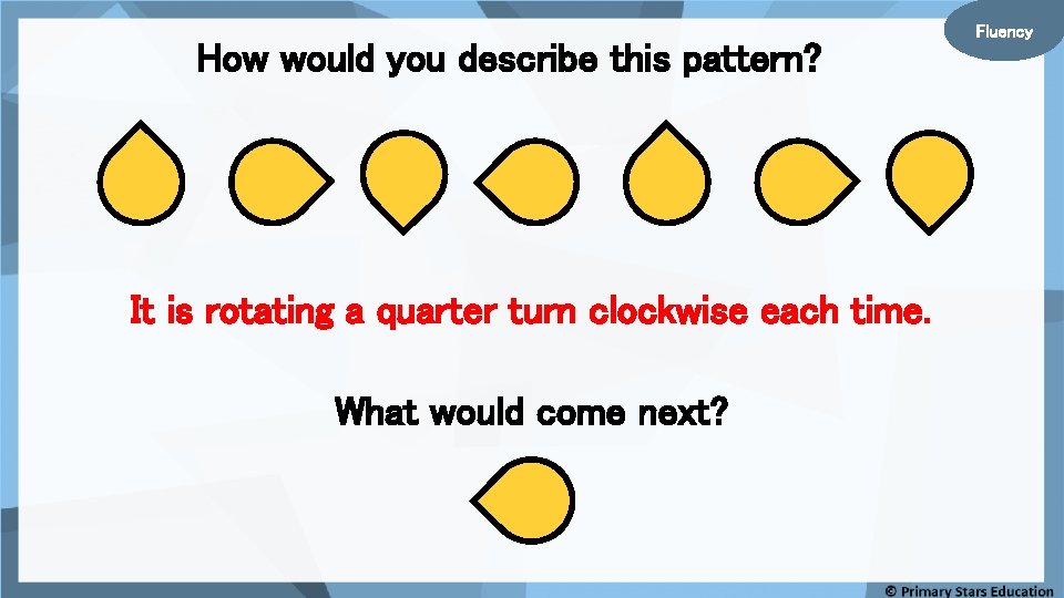 How would you describe this pattern? It is rotating a quarter turn clockwise each