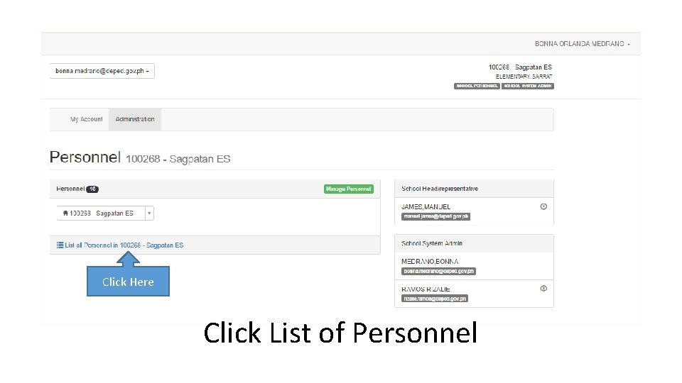 Click Here Click List of Personnel 