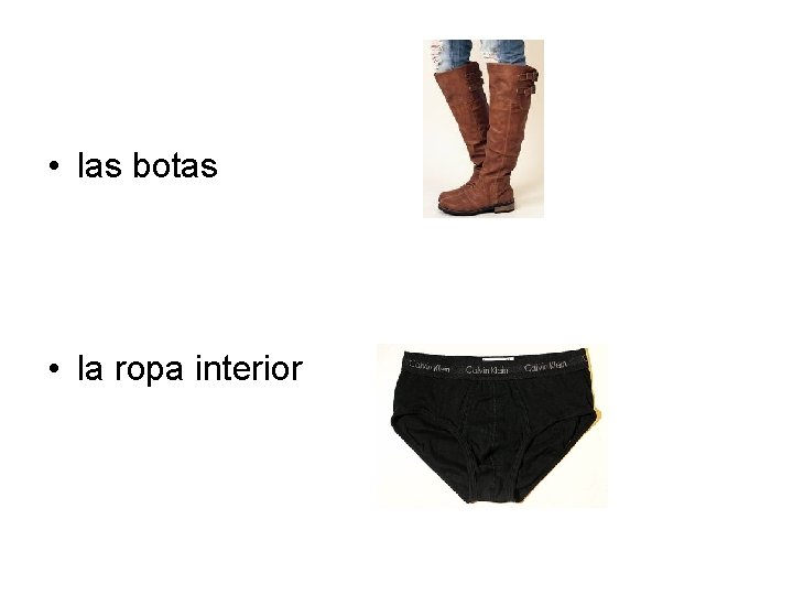  • las botas • la ropa interior 