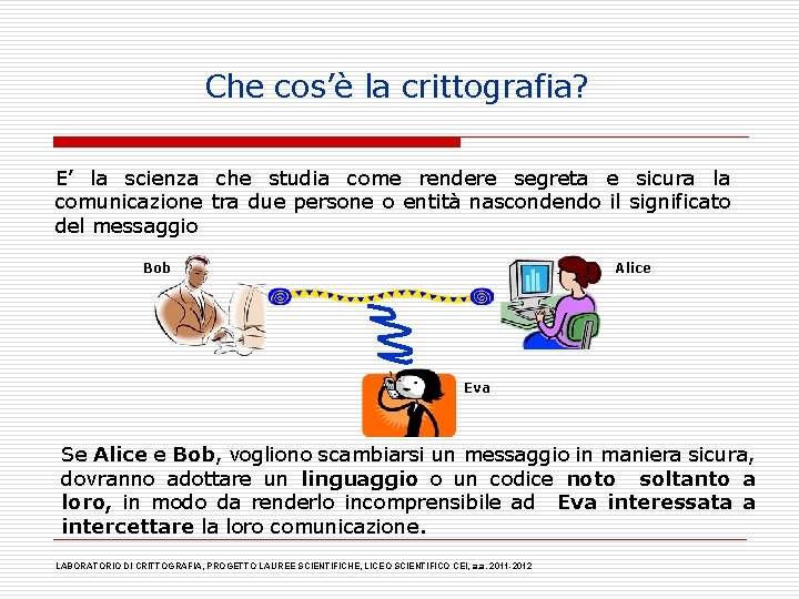 Che cos’è la crittografia? E’ la scienza che studia come rendere segreta e sicura