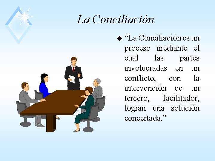 La Conciliación u “La Conciliación es un proceso mediante el cual las partes involucradas