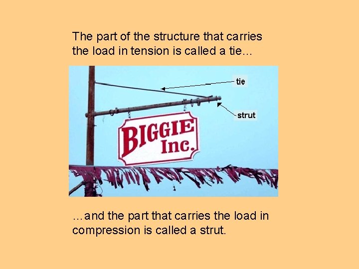 The part of the structure that carries the load in tension is called a