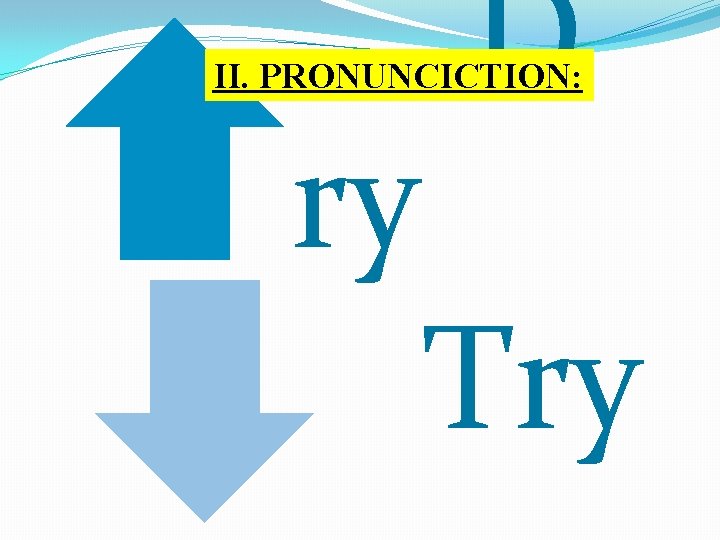 D II. PRONUNCICTION: ry Try 