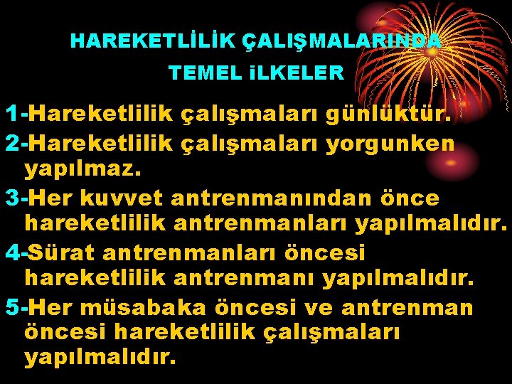 HAREKETLİLİK ÇALIŞMALARINDA TEMEL i. LKELER 1 -Hareketlilik çalışmaları günlüktür. 2 -Hareketlilik çalışmaları yorgunken yapılmaz.